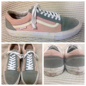 VANS worlds #1 skateboard leather  509714 pink gray Mens SZ 9.5 Women 11 EU 42.5